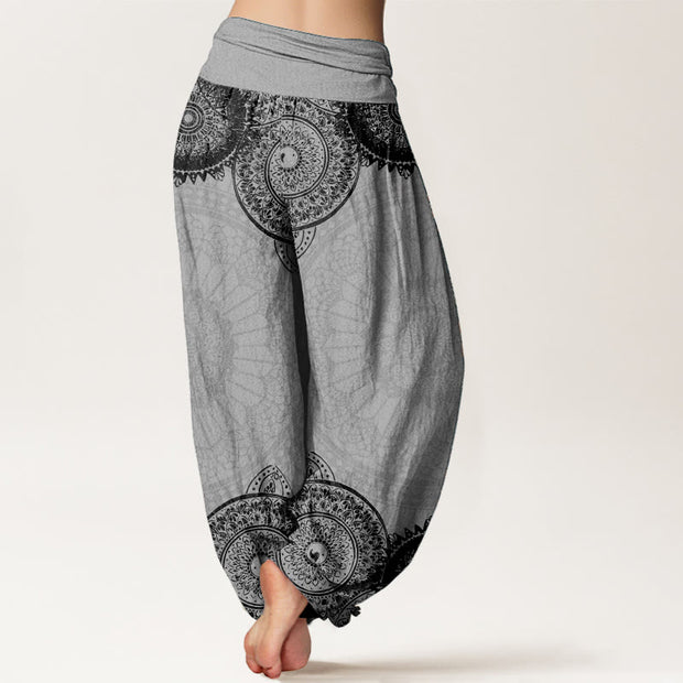 Buddha Stones Pure Cotton Circular Mandala Design Women's Elastic Waist Harem Pants