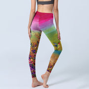 Buddha Stones Blooming Flower Bird Pattern Print Gym Leggings Women's Yoga Pants - image 4
