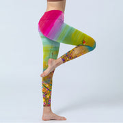 Buddha Stones Blooming Flower Bird Pattern Print Gym Leggings Women's Yoga Pants - image 5