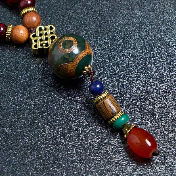 FREE Today: Peace and Protection Tibetan Handmade Wenge Wood Dzi Bead Elephant Head Necklace Pendant