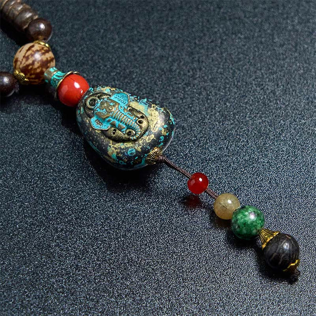 FREE Today: Peace and Protection Tibetan Handmade Wenge Wood Dzi Bead Elephant Head Necklace Pendant