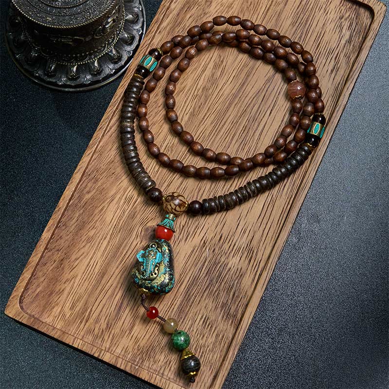 dZi beadsジービーズ 上肯 老礦手工藏伝仏龍眼梵字天珠のブレス FREE Today: Peace and Protection Tibetan Handmade Wenge Wood Dzi