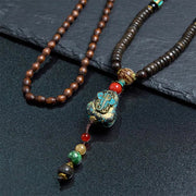 FREE Today: Peace and Protection Tibetan Handmade Wenge Wood Dzi Bead Elephant Head Necklace Pendant