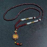 FREE Today: Peace and Creativity Tibetan Handmade Wood Beads Om Mani Padme Hum Samantabhadra Bodhisattva Necklace Pendant