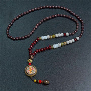FREE Today: Peace and Creativity Tibetan Handmade Wood Beads Om Mani Padme Hum Samantabhadra Bodhisattva Necklace Pendant