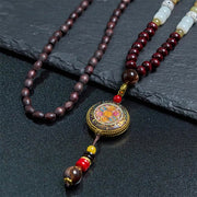 FREE Today: Peace and Creativity Tibetan Handmade Wood Beads Om Mani Padme Hum Samantabhadra Bodhisattva Necklace Pendant