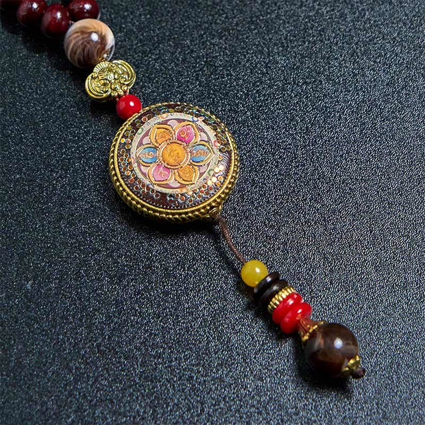 FREE Today: Peace and Creativity Tibetan Handmade Wood Beads Om Mani Padme Hum Samantabhadra Bodhisattva Necklace Pendant