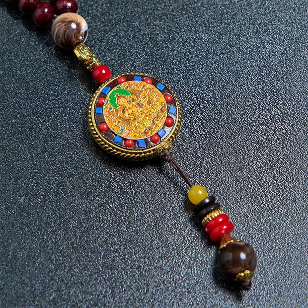 FREE Today: Peace and Creativity Tibetan Handmade Wood Beads Om Mani Padme Hum Samantabhadra Bodhisattva Necklace Pendant