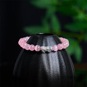 Buddha Stones Natural Cat's Eye Beads 990 Sterling Silver Pixiu Positive Bracelet