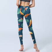 Buddha Stones Koi Fish Lotus Flower Lotus Leaves Pattern Print Gym Leggings Women's Yoga Pants - image 7