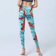Buddha Stones Koi Fish Wave Pattern Print Gym Leggings Women's Yoga Pants - image 7