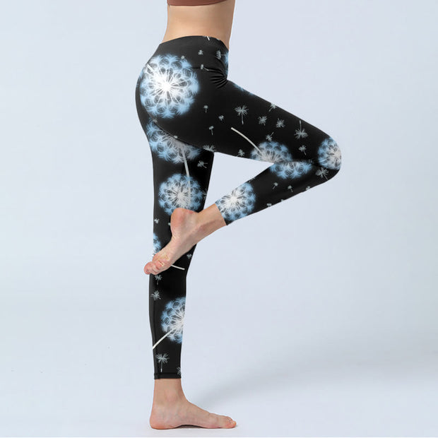 Buddha Stones White Dandelion Pattern Print Gym Leggings Women's Yoga Pants - image 5