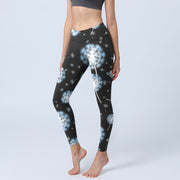 Buddha Stones White Dandelion Pattern Print Gym Leggings Women's Yoga Pants - Black - US18，UK/AU22，EU50 (4XL) - image 1