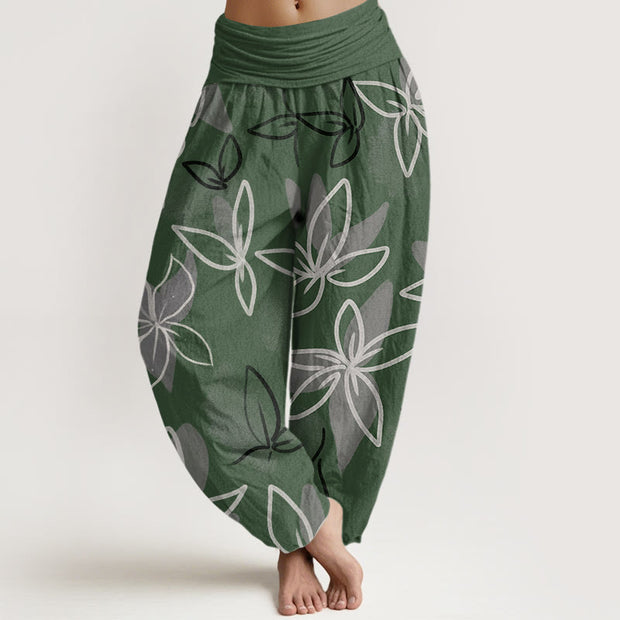 Buddha Stones Casual Flower Pattern Women's Elastic Waist Harem Pants - DarkGreen - US22，UK/AU26，EU54 (6XL) - image 1