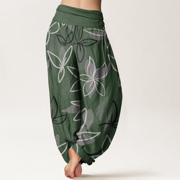 Buddha Stones Casual Flower Pattern Women's Elastic Waist Harem Pants - image 2