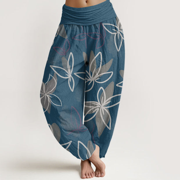 Buddha Stones Casual Flower Pattern Women's Elastic Waist Harem Pants - SteelBlue - US22，UK/AU26，EU54 (6XL) - image 5