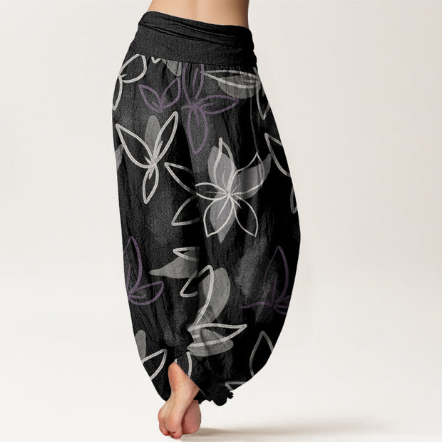 Buddha Stones Casual Flower Pattern Women's Elastic Waist Harem Pants - image 9