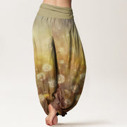 Buddha Stones Casual Blowing Dandelion Pattern Women's Elastic Waist Harem Pants