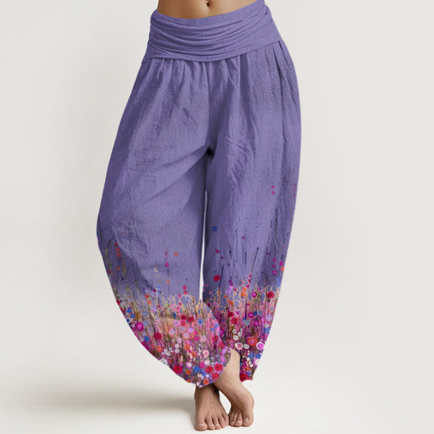 Buddha Stones Casual Colorful Wildflower Field Pattern Women's Elastic Waist Harem Pants - DarkOrchid - US22，UK/AU26，EU54 (6XL) - image 5