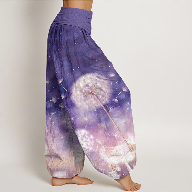 Buddha Stones Casual Dandelion Pattern Women's Elastic Waist Harem Pants