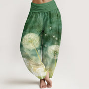Buddha Stones Casual Dandelion Pattern Women's Elastic Waist Harem Pants - ForestGreen - US22，UK/AU26，EU54 (6XL) - image 8