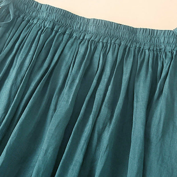 Buddha Stones Plain Lace Up Elastic Waist Women's Skirt With Pockets - image 6