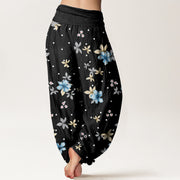 Buddha Stones Casual Flower Pattern Women's Elastic Waist Harem Pants