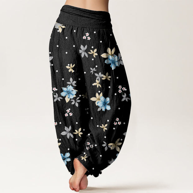 Buddha Stones Casual Flower Pattern Women's Elastic Waist Harem Pants