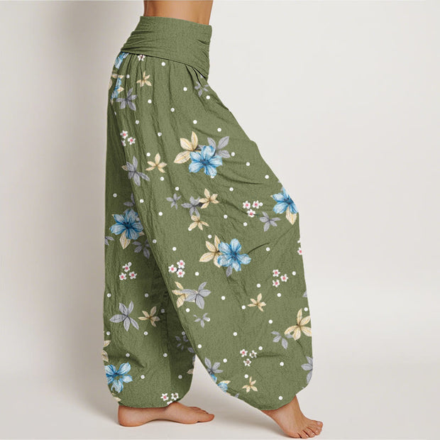 Buddha Stones Casual Flower Pattern Women's Elastic Waist Harem Pants