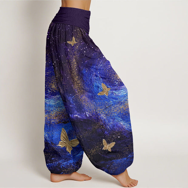 Buddha Stones Casual Nebulae Butterfly Pattern Women's Elastic Waist Harem Pants - image 3