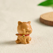 Buddha Stones Mini Thuja Sutchuenensis Wood Cute Dog Statue Prosperity Decoration