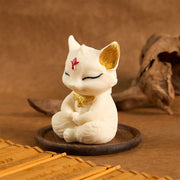 Buddha Stones Nine Tailed Fox Carved Ivory Fruit Blessing Home Decoration