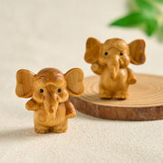 Buddha Stones Mini Sandalwood Elephant Carved Healing Decoration