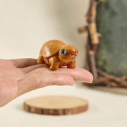 Buddha Stones Mini Thuja Sutchuenensis Wood Cute Turtle Statue Optimistic Decoration
