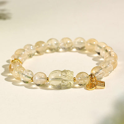 Buddha Stones Natural Citrine PiXiu Copper Coin Protection Bracelet