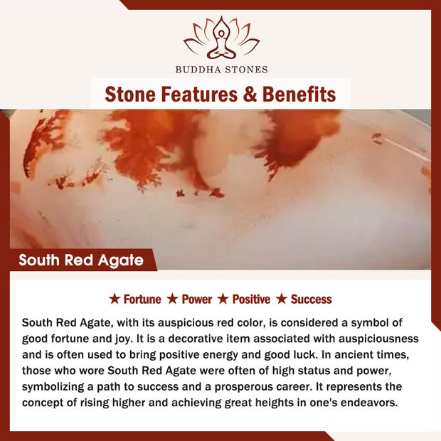 Buddha Stones Natural South Red Agate Pearl Peace Lock Charm Positive Bracelet