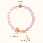 Buddha Stones 925 Sterling Silver Cat's Eye Hetian Jade Butterfly Peace Lock Charm Peace Bracelet