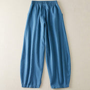 Buddha Stones Plain Color Cotton Linen Women's Pants With Pockets