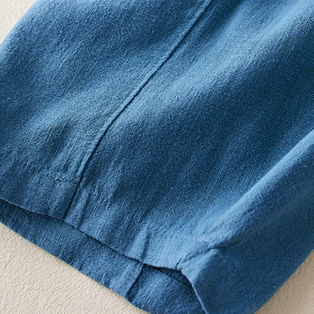 Buddha Stones Plain Color Cotton Linen Women's Pants With Pockets