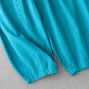 Buddha Stones Casual Plain 7-8 Length Women's Cotton Linen Harem Pants With Pockets