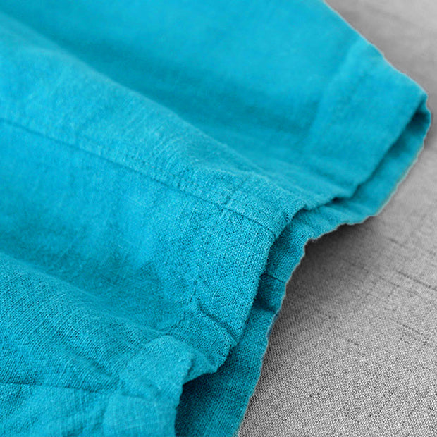 Buddha Stones Casual Plain 7-8 Length Women's Cotton Linen Harem Pants With Pockets