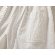 Buddha Stones Commute Retro Plain High Waist Women's Wide Leg 7-8 Length Cotton Linen Pants With Pockets