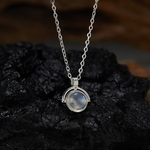 Buddha Stones Red Agate Tiger Eye Aquamarine Moonstone 925 Sterling Silver Confidence Necklace Pendant