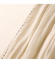 Buddha Stones Commute Solid Color Embroidery Drawstring Women's Wide Leg Ankle-Length Cotton Pants With Pockets