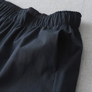 Buddha Stones Commute Casual Solid Color Ankle-Length Women's Wide Leg Cotton Pants With Pockets
