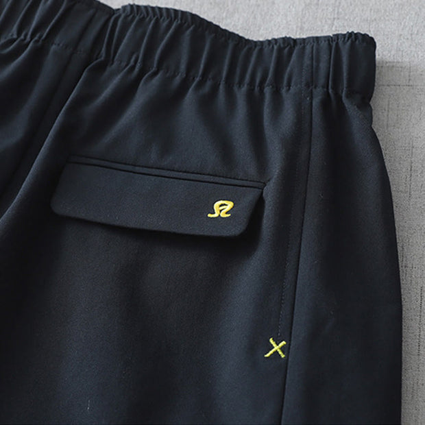 Buddha Stones Commute Casual Solid Color Ankle-Length Women's Wide Leg Cotton Pants With Pockets