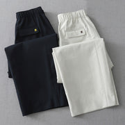 Buddha Stones Commute Casual Solid Color Ankle-Length Women's Wide Leg Cotton Pants With Pockets