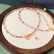 Buddha Stones 2.5 mm Irregular Beads Colored Tourmaline Coin Wisdom Bracelet