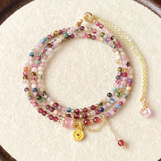 Buddha Stones 2.5 mm Irregular Beads Colored Tourmaline Coin Wisdom Bracelet