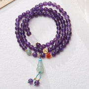 Buddha Stones Natural Amethyst Beads Coin Hanging Gourd Chalcedony Lotus Balance Multi-layer Bracelet